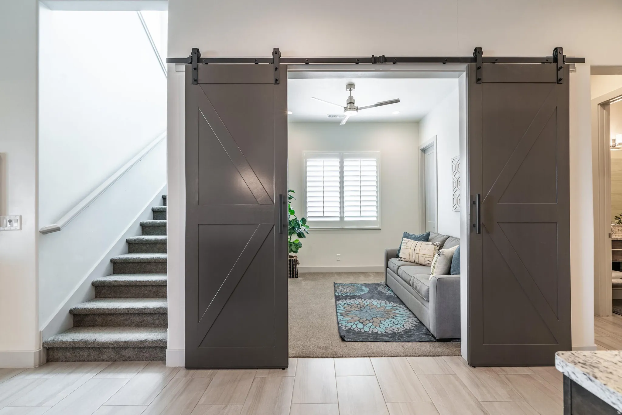 Barn doors on Office/Sitting Room