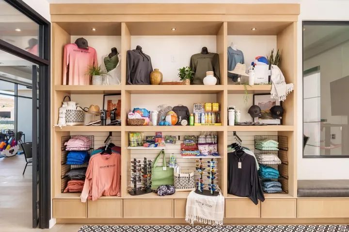 Custom built-in shelving with integrated lighting