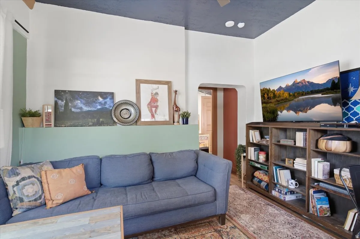 Turn around and there is a cozy living room.