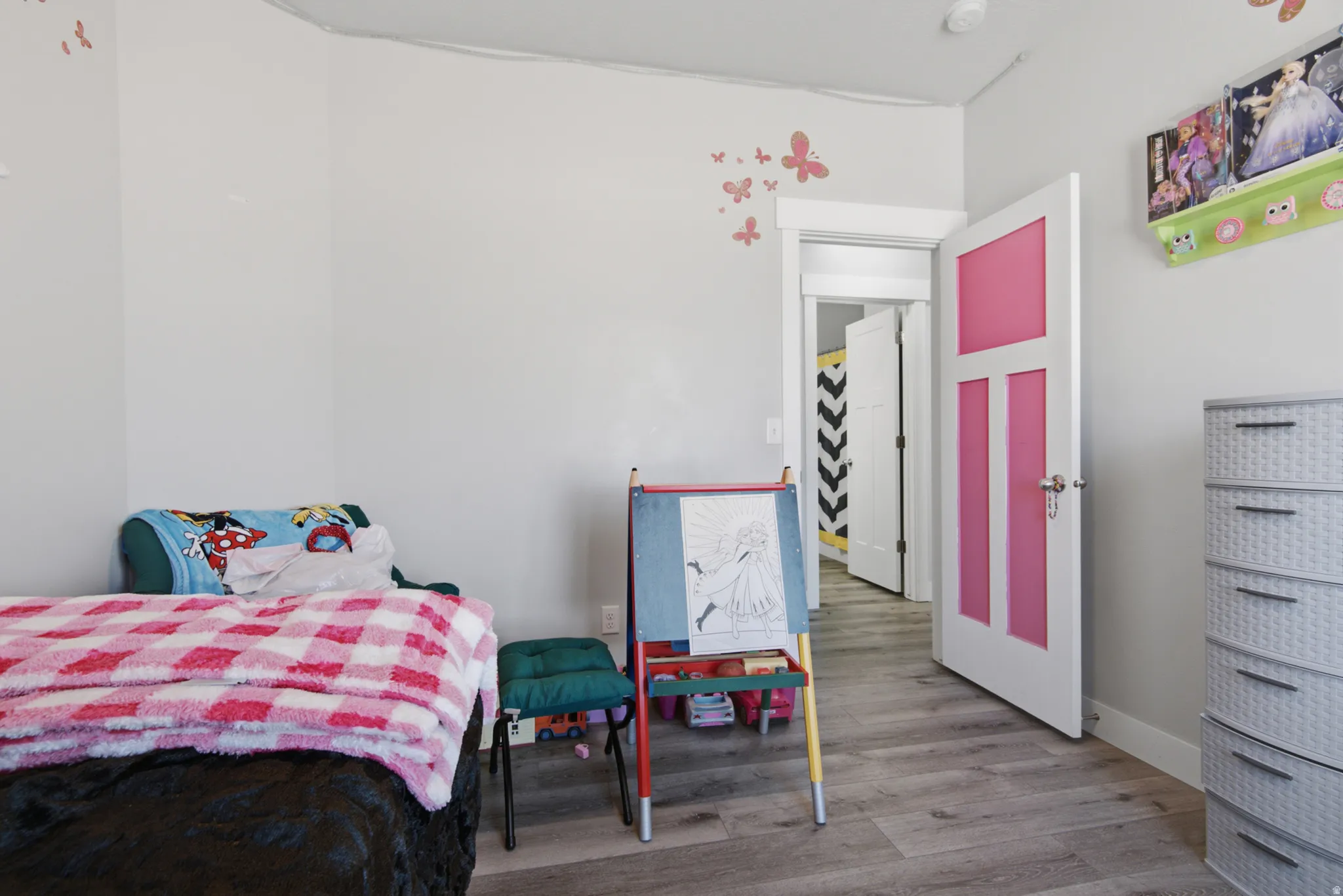Wood-finish flooring provides a durable surface