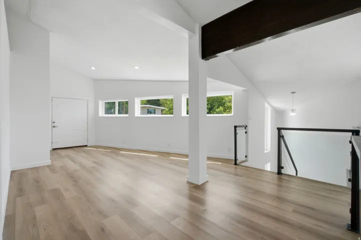Wood-finish flooring with vaulted ceilings