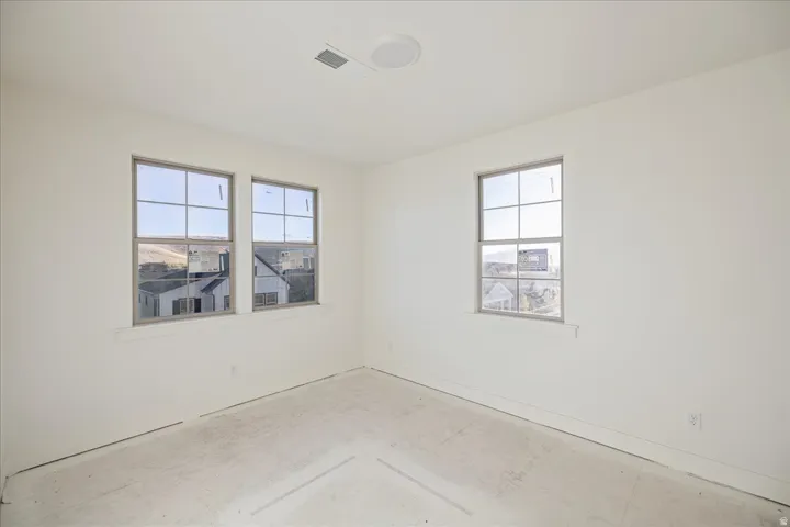 Three windows with grid patterns