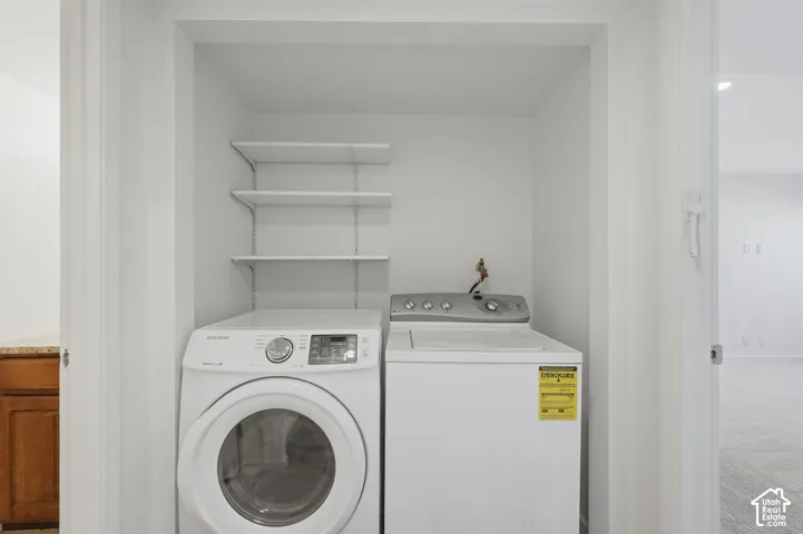 Laundry closet with shelving