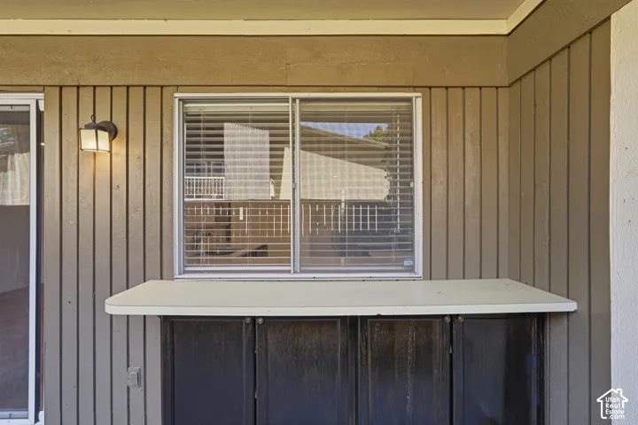 Exterior built-in counter with cabinet storage