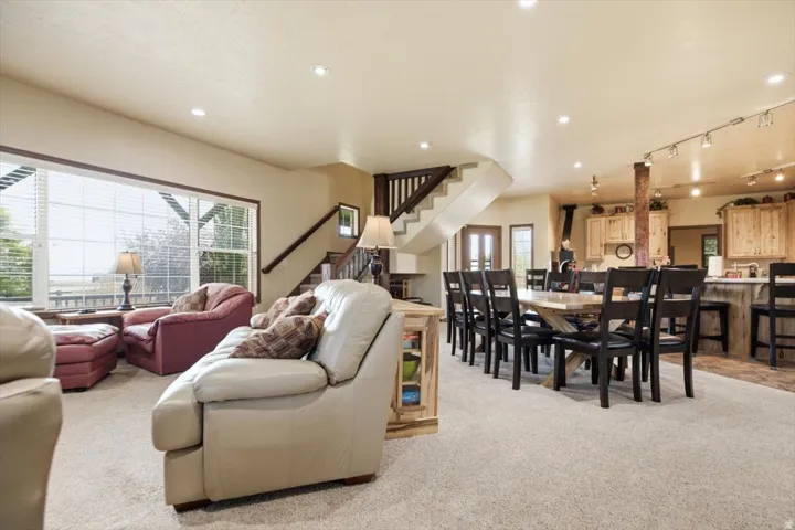 Open-concept living area with an integrated dining space