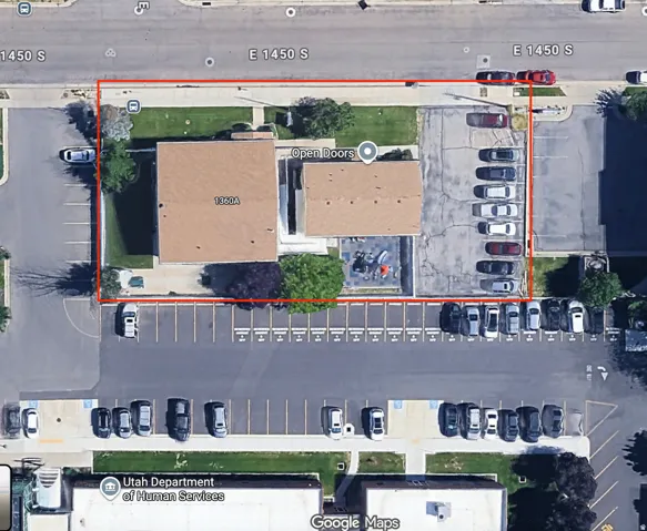 Aerial Property Outline. Depicting the boundaries of the property at 1360A E 1450 S