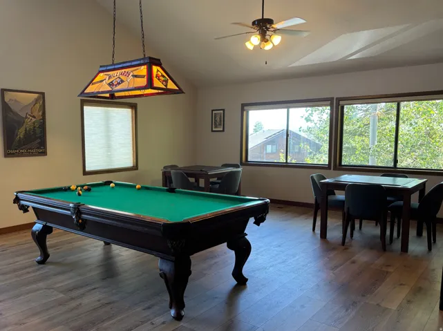 Vaulted ceiling with wood-finish flooring