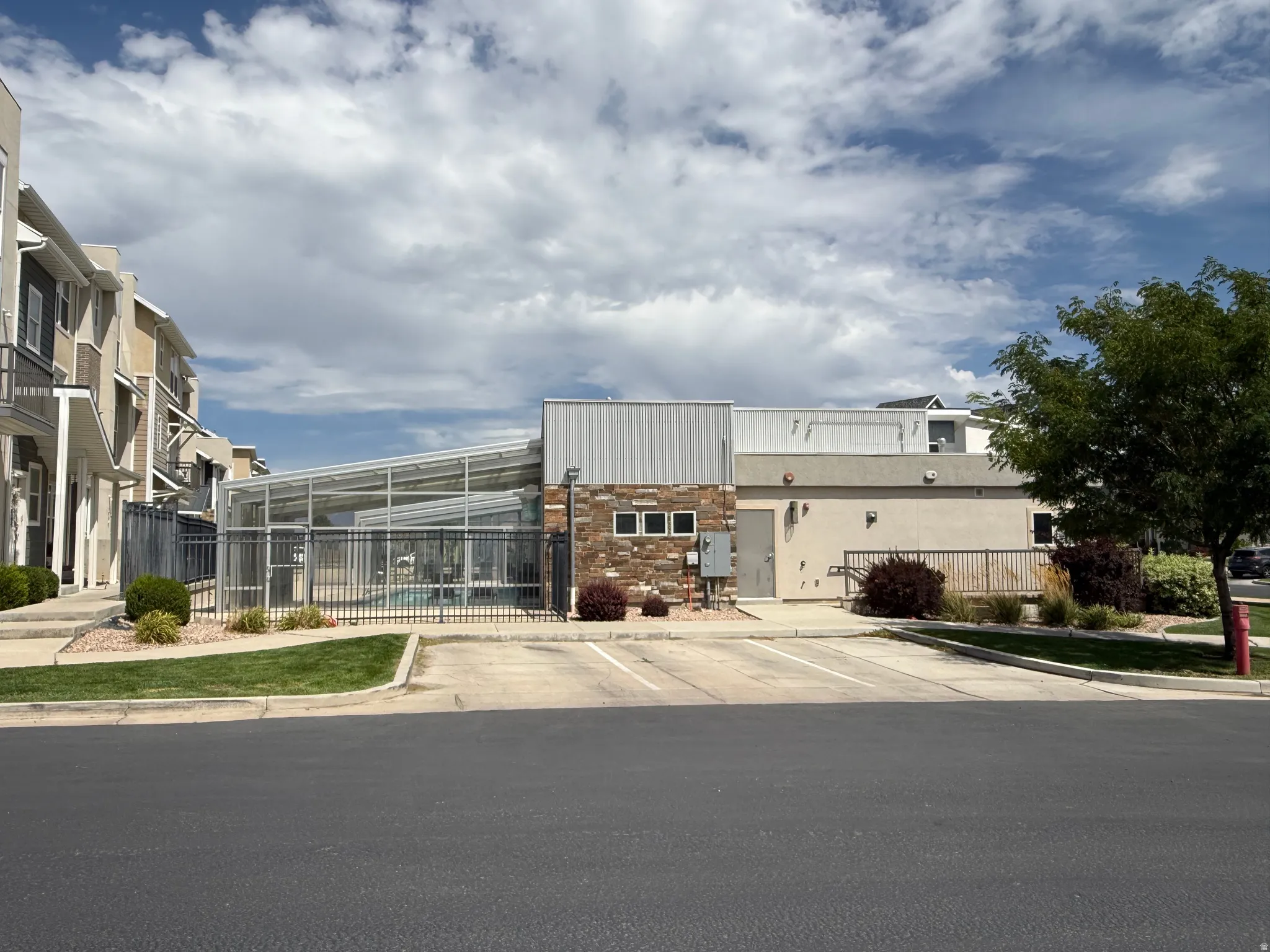 Enclosed swimming pool and clubhouse