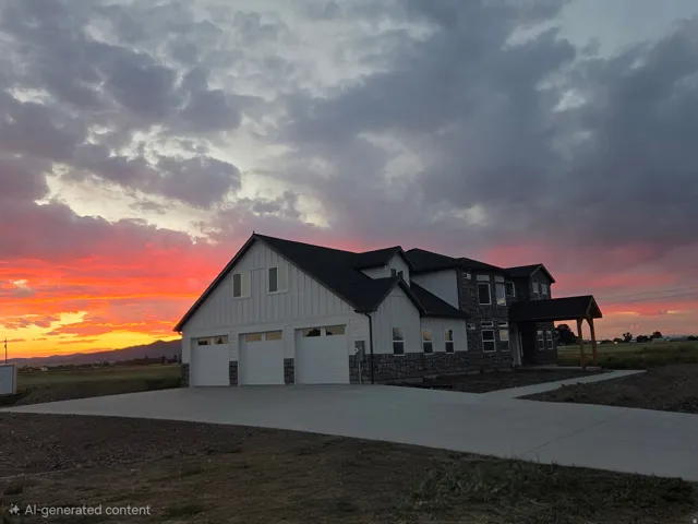 Two-story residence featuring a three-car garage and a covered entry porch
