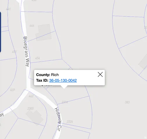 Property Map. Displaying the county and tax identification number for the property