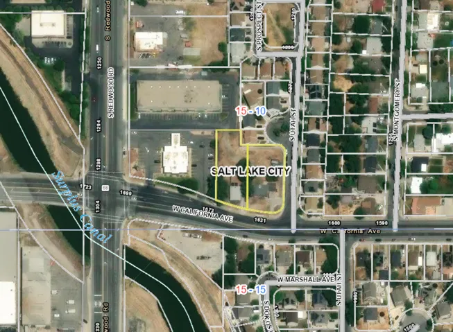 Aerial Property Map. Depicting the the property location in Salt Lake City with surrounding street infrastructure and parcel boundaries