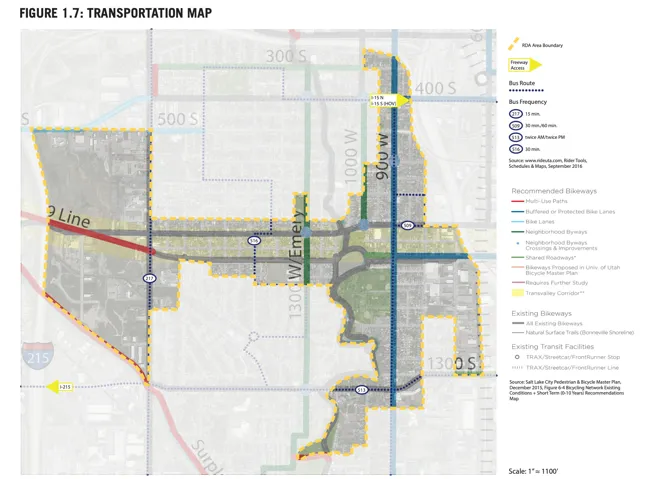 Transportation Map. Illustrating the transportation infrastructure for the property, including bus routes, bikeways, and transit facilities