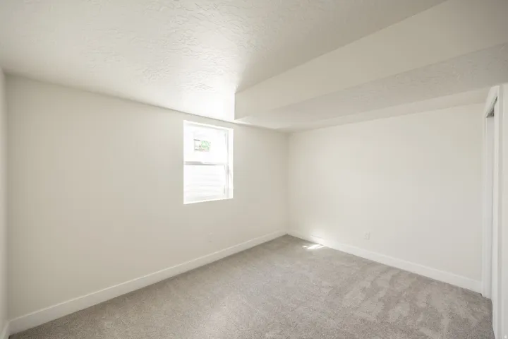 Carpeted room featuring a window and painted walls