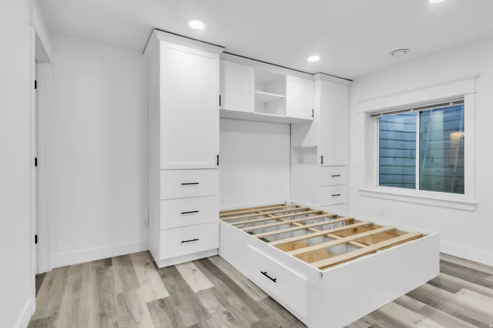 Unit B Bedroom #3 has a built-in bed with storage