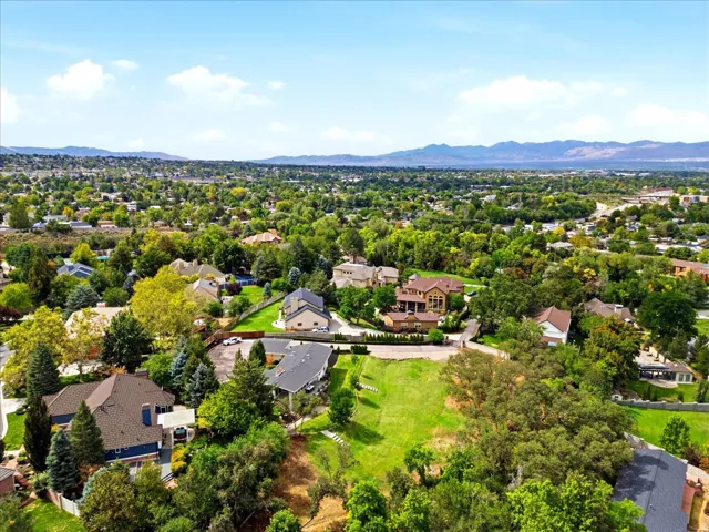 Elevated view across Holladay highlighting the established neighborhood, mature trees, and valley setting.