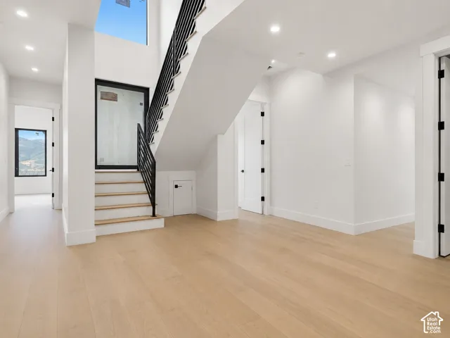 Light wood-finish flooring throughout