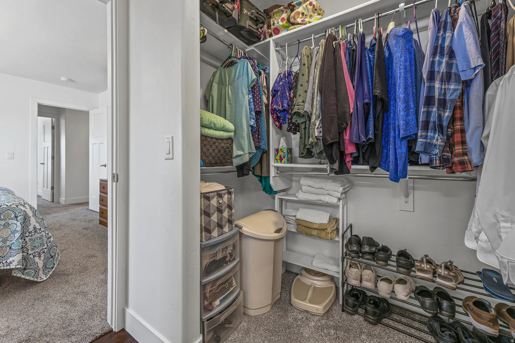Built-in closet shelving and hanging rods