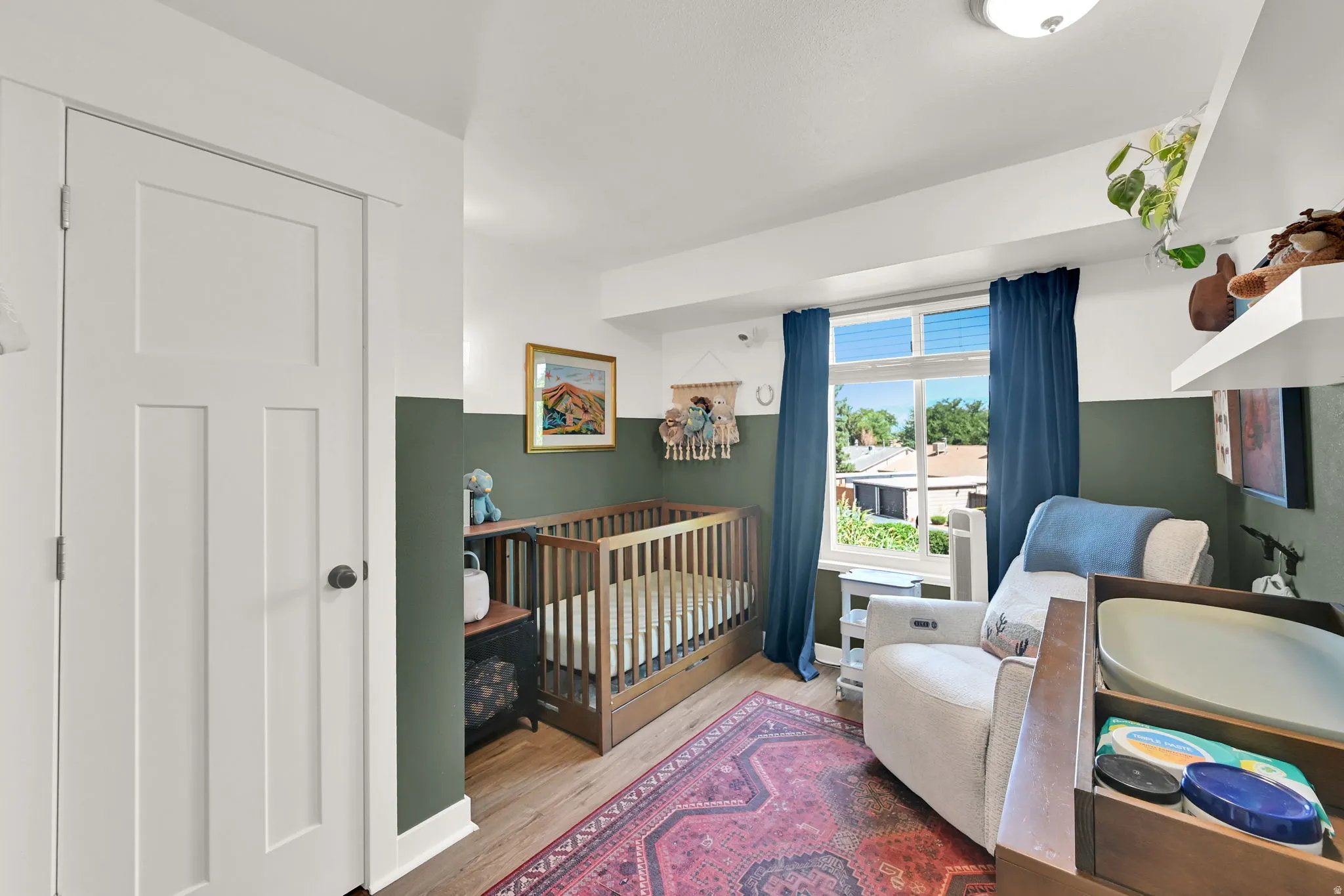 Wood-finish flooring throughout