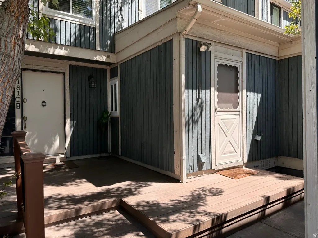 Your front deck area with two entrances to your unit.