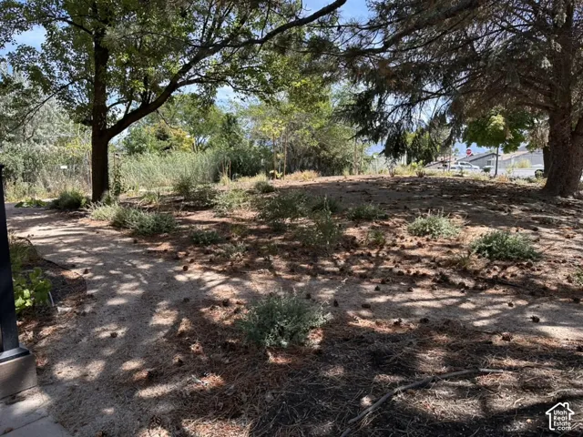 Landscaped grounds featuring mature trees and established plantings and walking paths