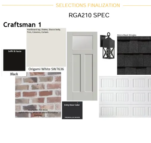 Selections Finalization, RGA210 SPEC. Detailing external material and color choices for the property