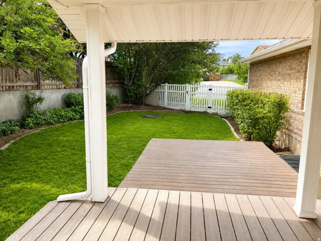 Covered patio with wood-finish decking