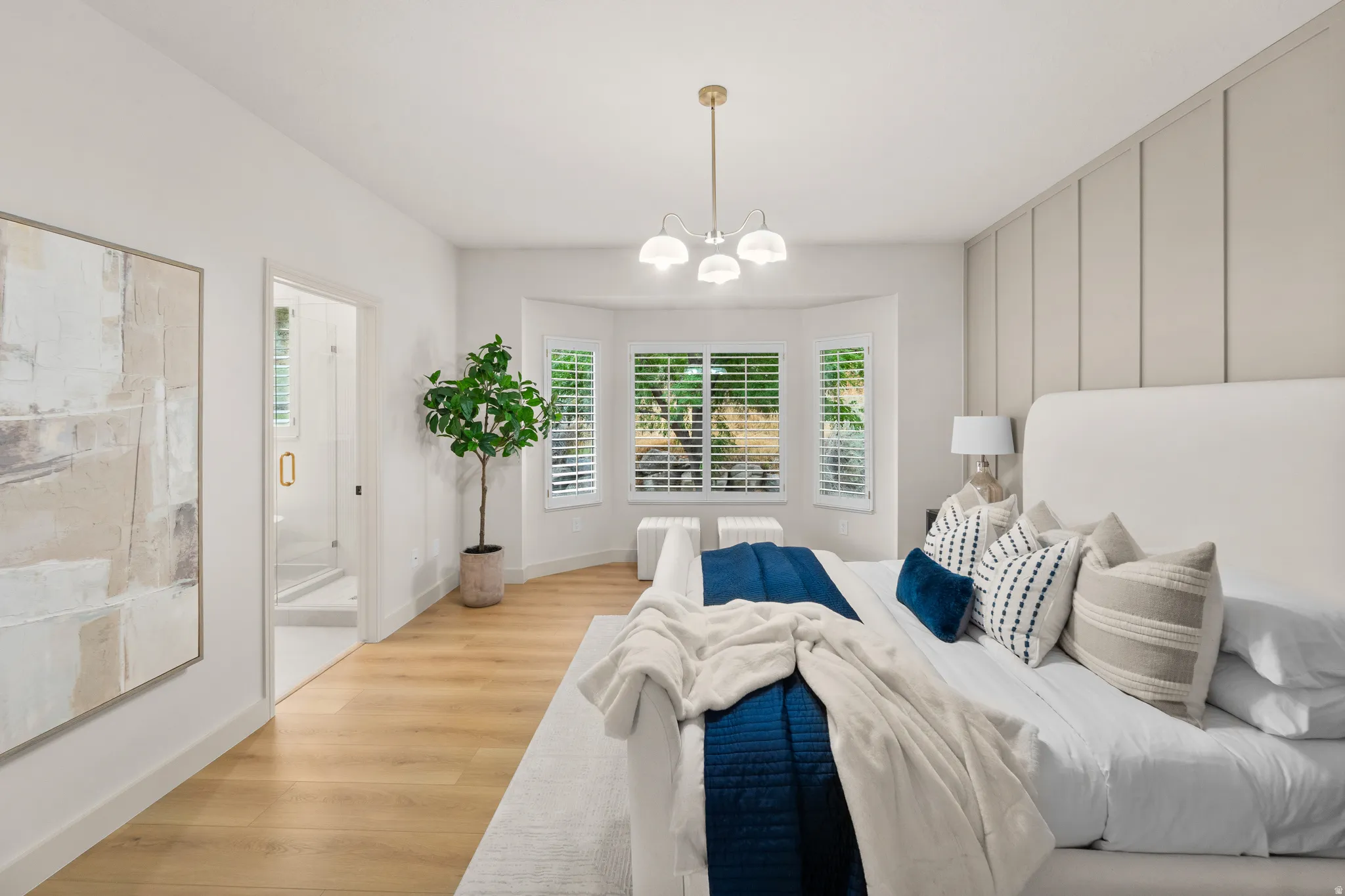 Wood-finish flooring with a light tone