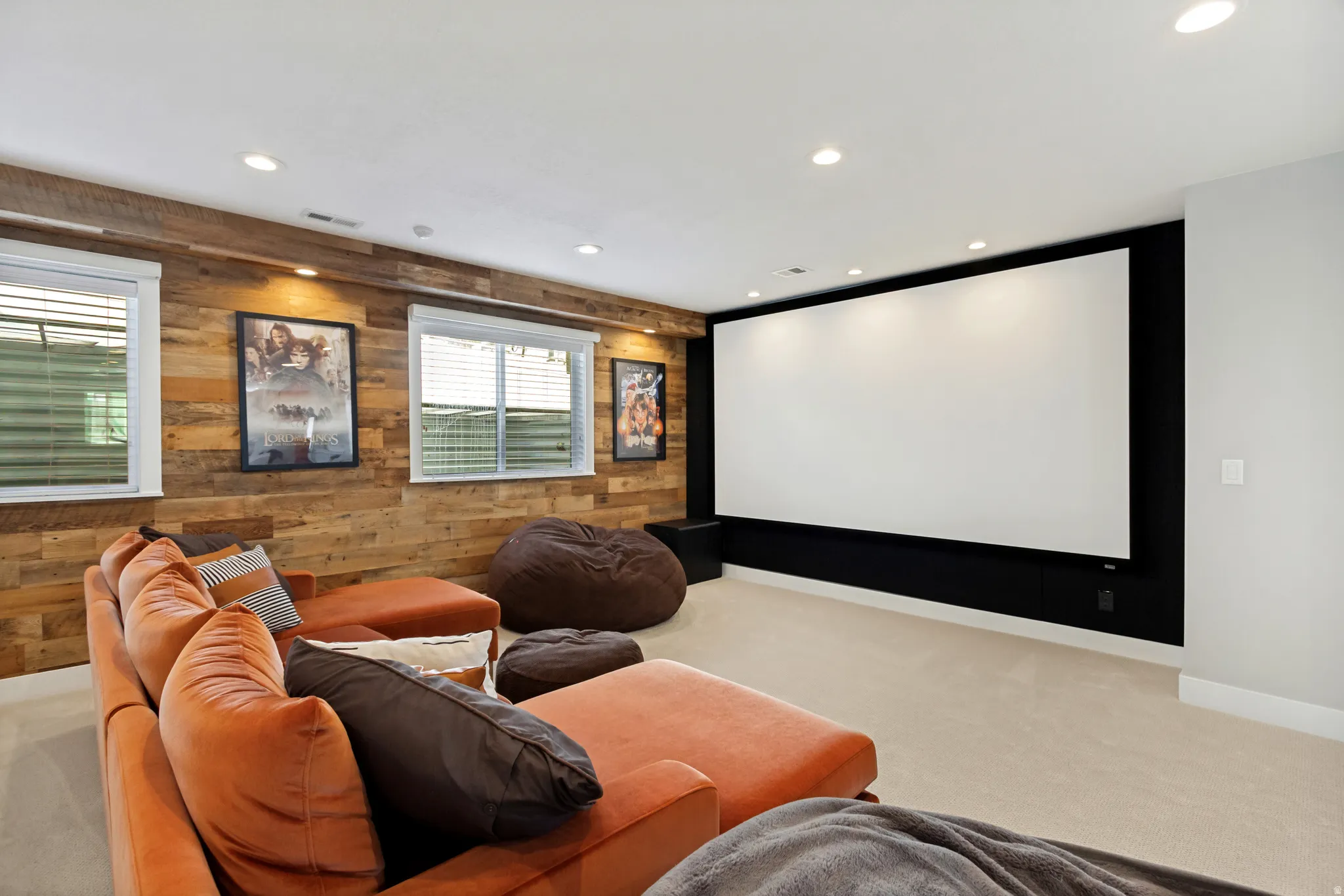 Large projection screen for immersive viewing
