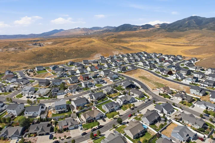 Residential development with a clear mountain backdrop