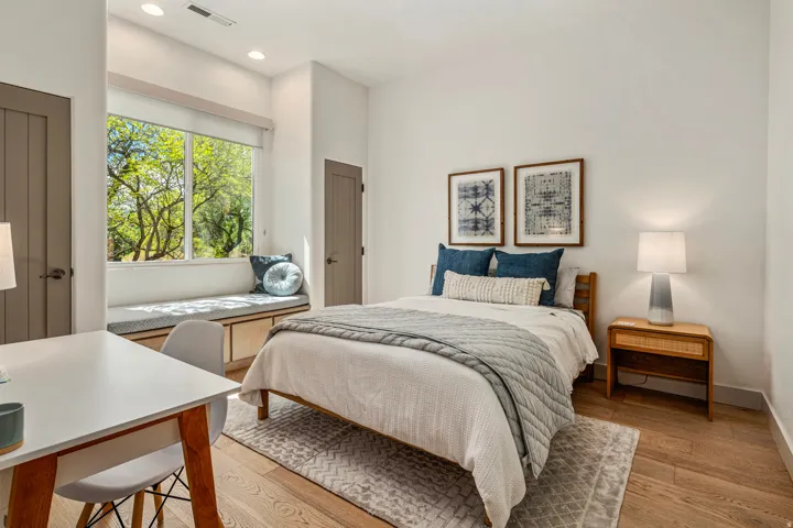 Wood-finish flooring with recessed lighting