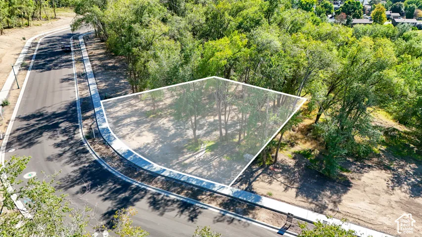 Corner lot featuring mature trees and paved road access