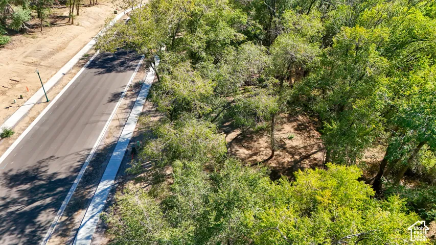 Newly paved road with integrated sidewalks