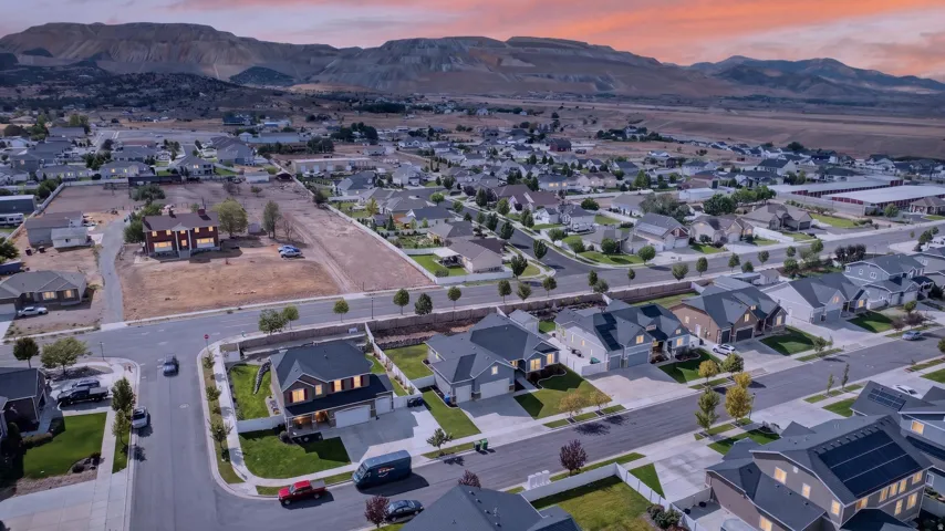 Expansive neighborhood with paved streets and mature trees