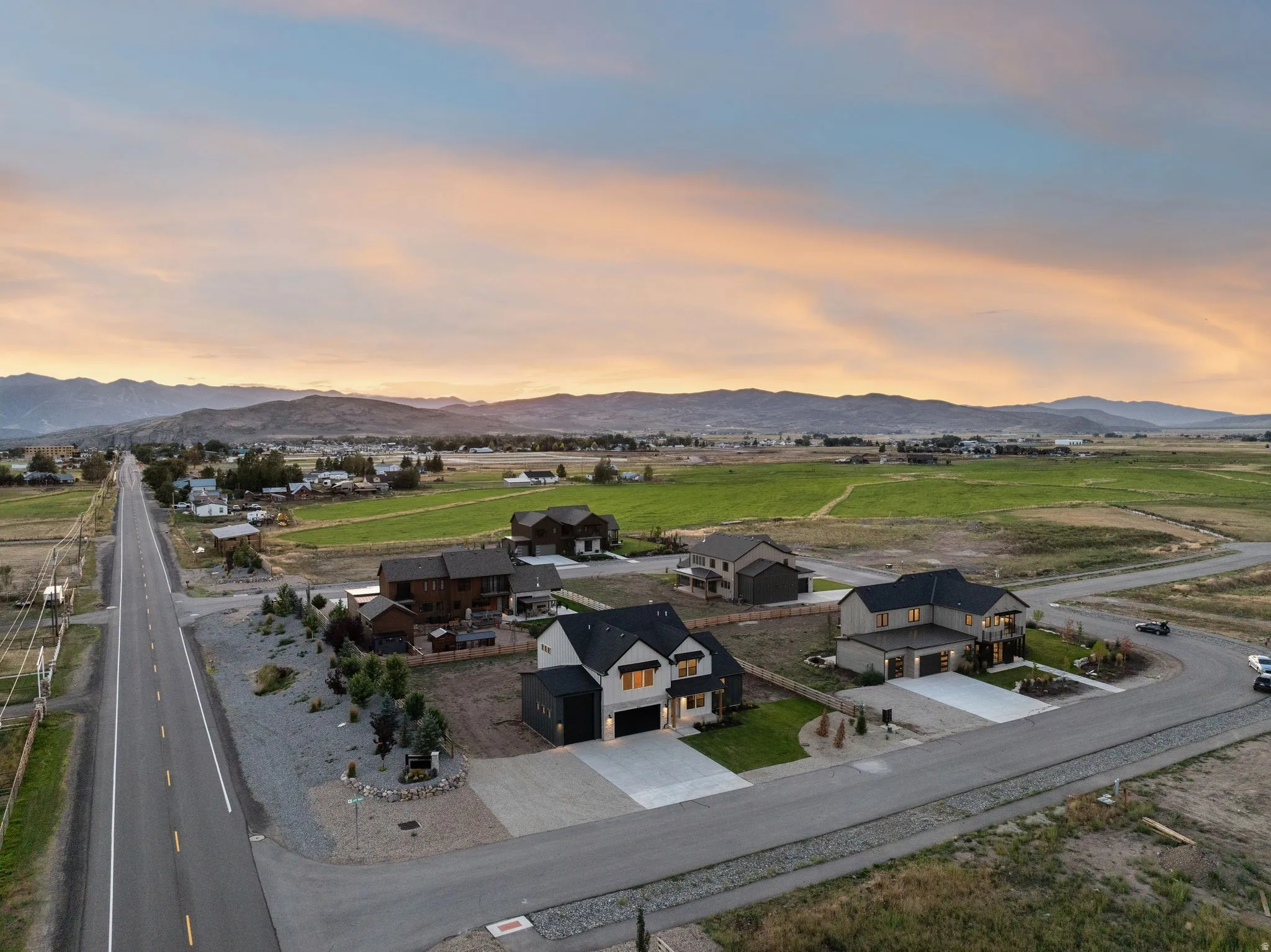Scenic mountain backdrop with developed residential properties