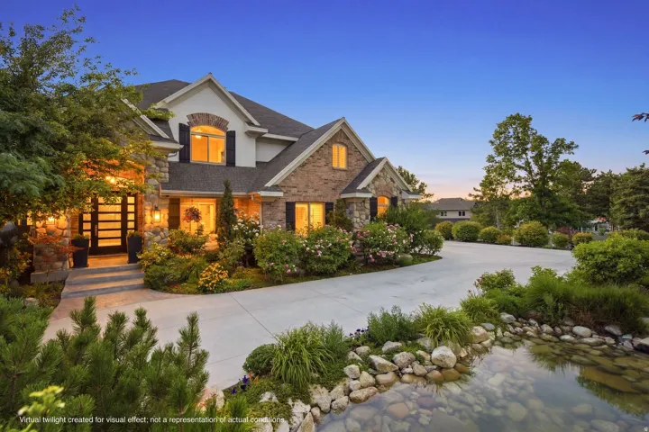 Stone and brick exterior with arched window detail