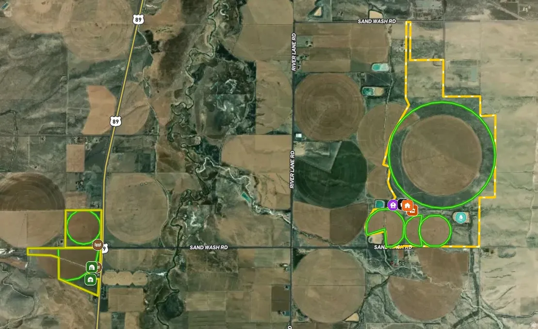 Aerial Map. Illustrating the property boundaries and land features