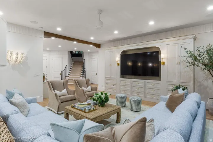 Custom built-in media center with integrated storage