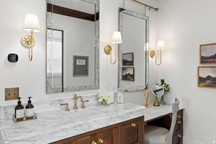 Dual rectangular mirrors with decorative frames