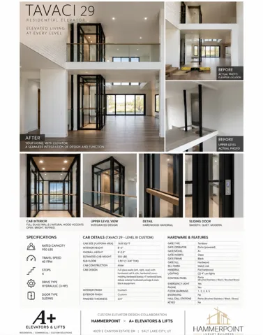 Product Specification Sheet. Detailing technical attributes and mechanical components installed in the property