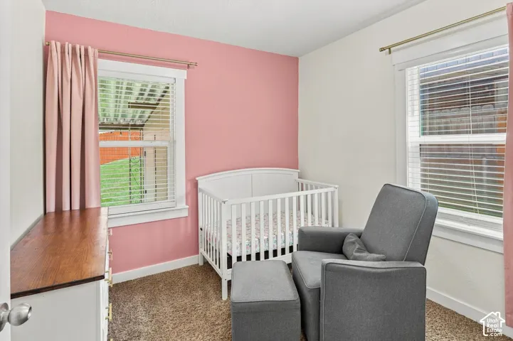 Carpeted flooring with painted walls