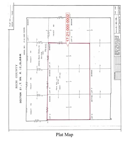 Plat Map. Illustrating lot divisions and dimensions for the property
