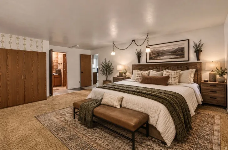Virtually staged Primary Bedroom