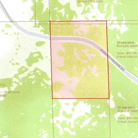 Property Parcel Map. Illustrating the property's boundaries, street access, and adjacent parcel identifiers