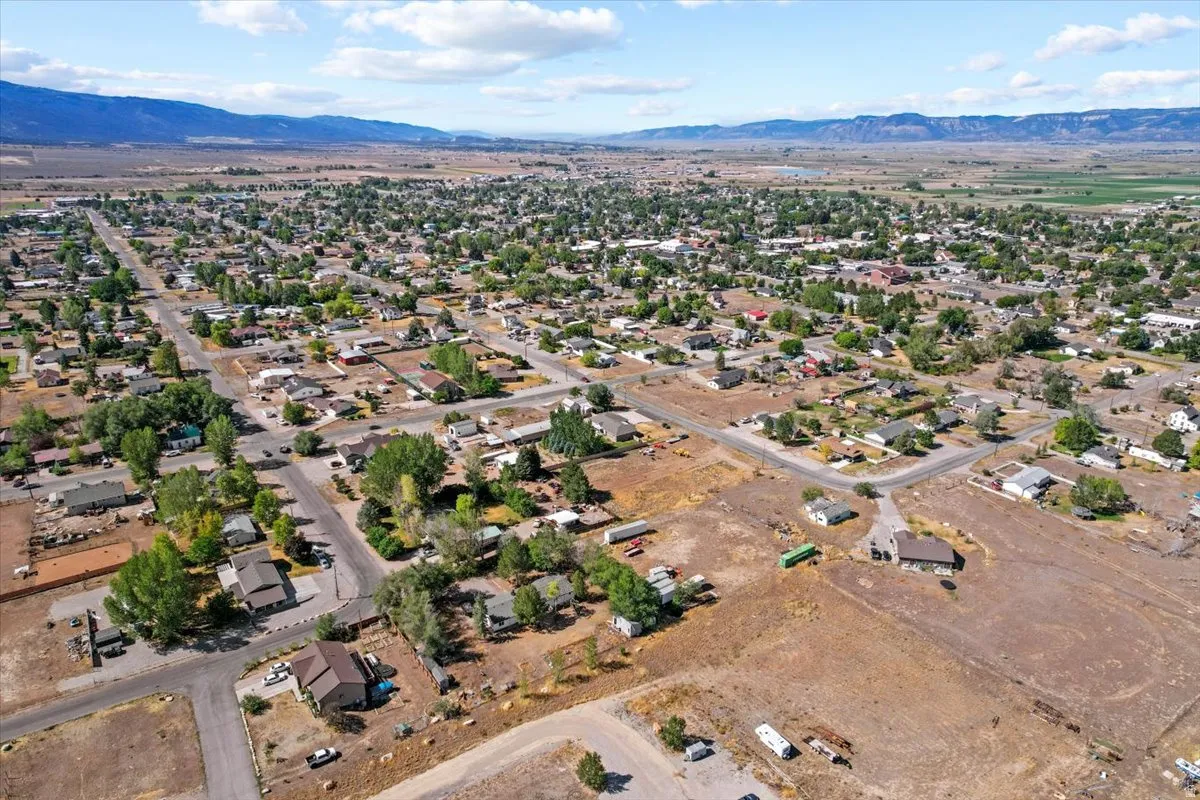 Aerial perspective of a residential community with established street networks