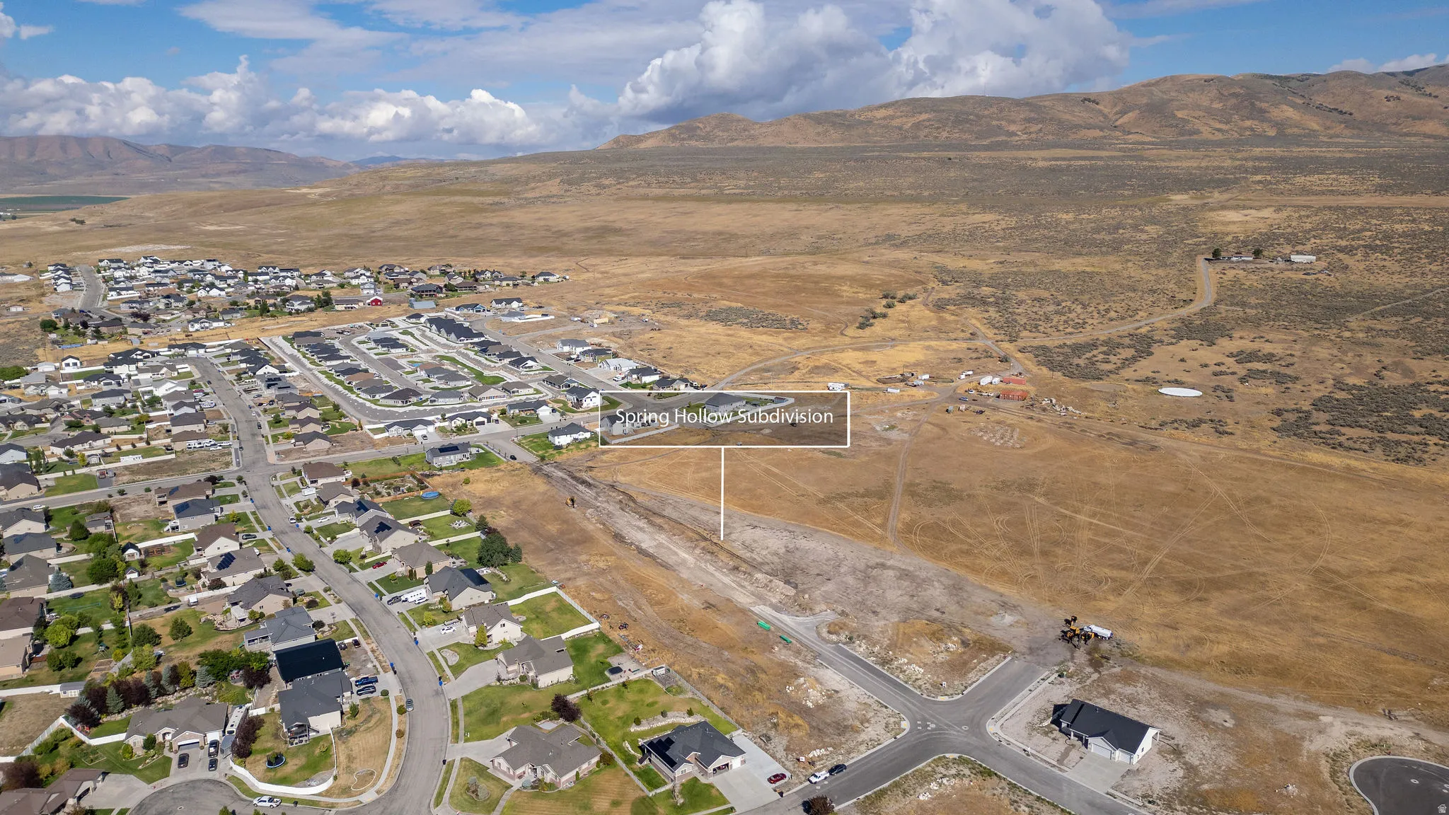Aerial view of an established subdivision with residential properties