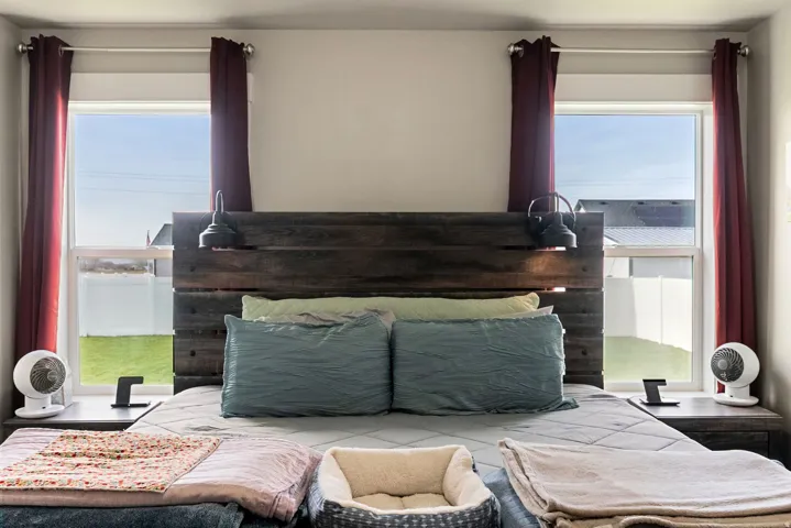 Dual windows with light-toned trim