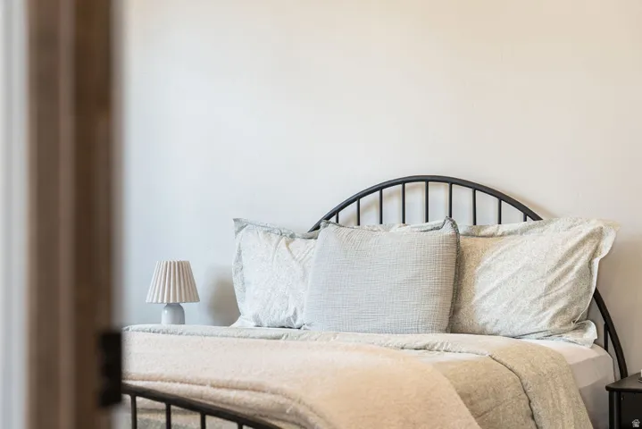 Black metal bed frame