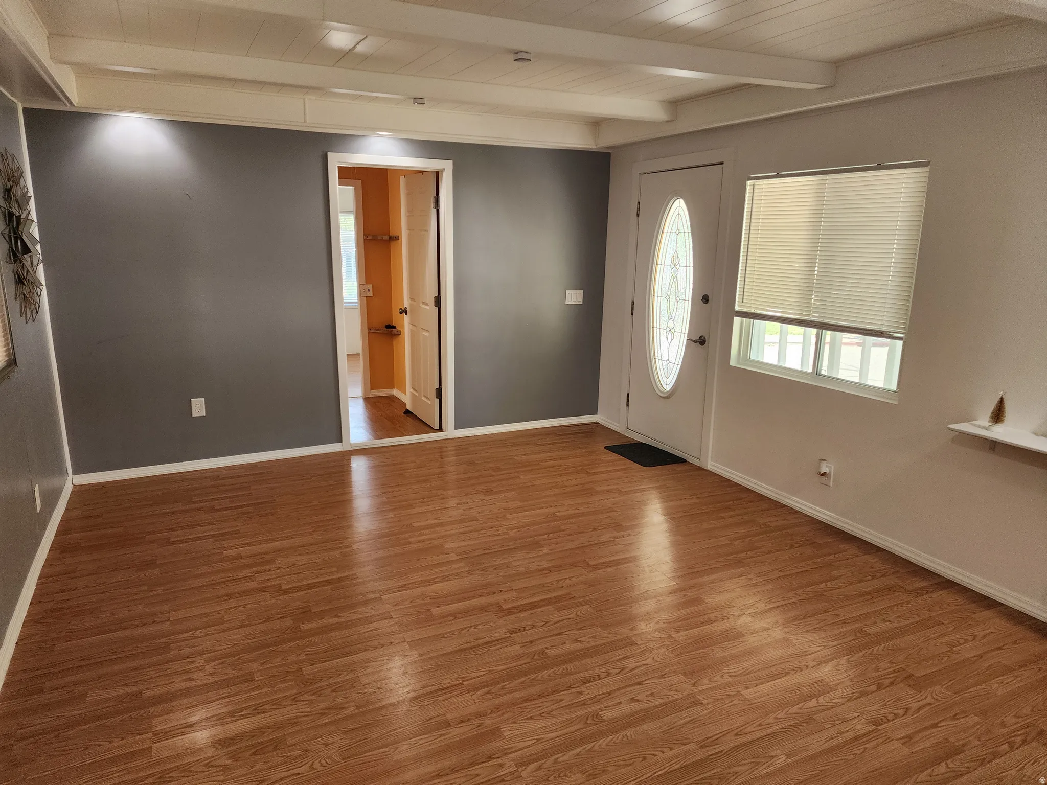 Wood-finish flooring throughout