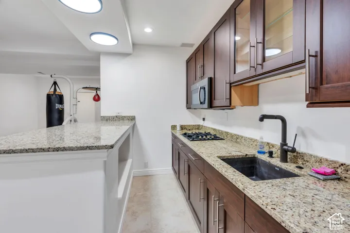Built-in cabinetry and counter space add valuable functionality to the lower level.