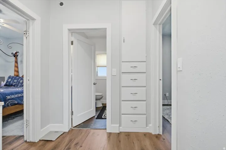 Wood-finish flooring throughout